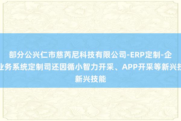 部分公兴仁市慈芮尼科技有限公司-ERP定制-企业业务系统定制司还因循小智力开采、APP开采等新兴技能